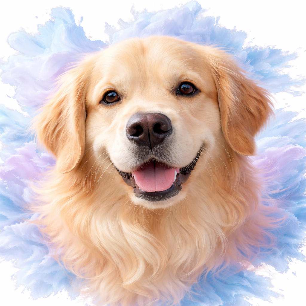 Golden Retriever Pastel Cloud Portrait (Digital Download)