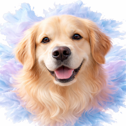 Golden Retriever Pastel Cloud Portrait (Digital Download)
