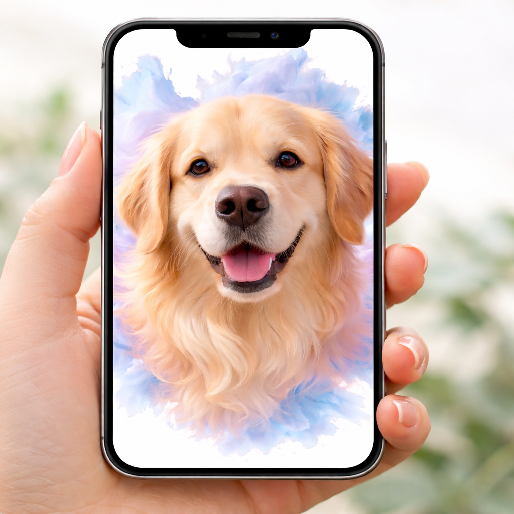 Golden Retriever Pastel Cloud Portrait (Digital Download)