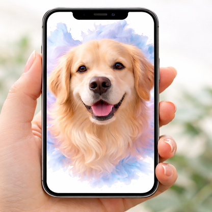Golden Retriever Pastel Cloud Portrait (Digital Download)