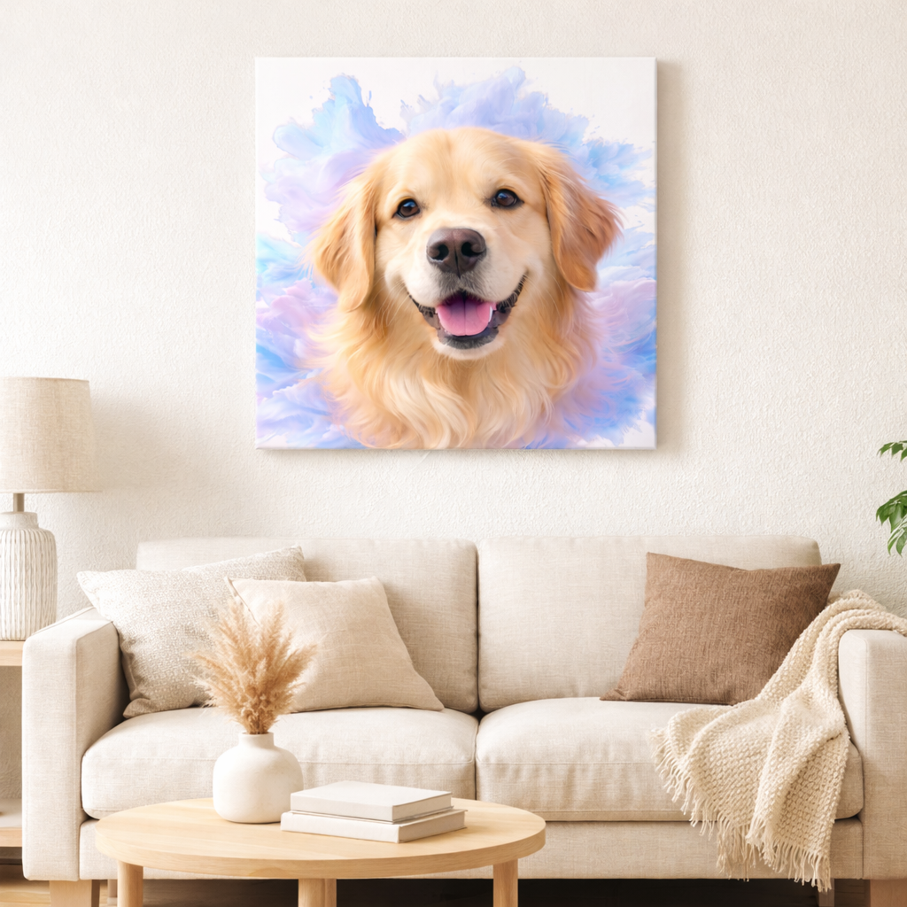 Golden Retriever Pastel Cloud Portrait (Digital Download)